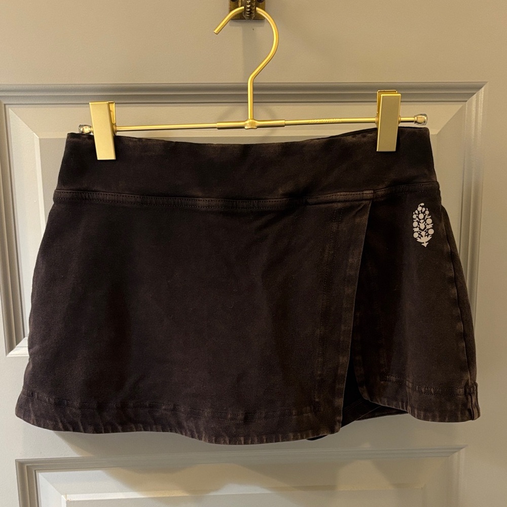 Free people movement Black Mini Skirt with shorts underneath